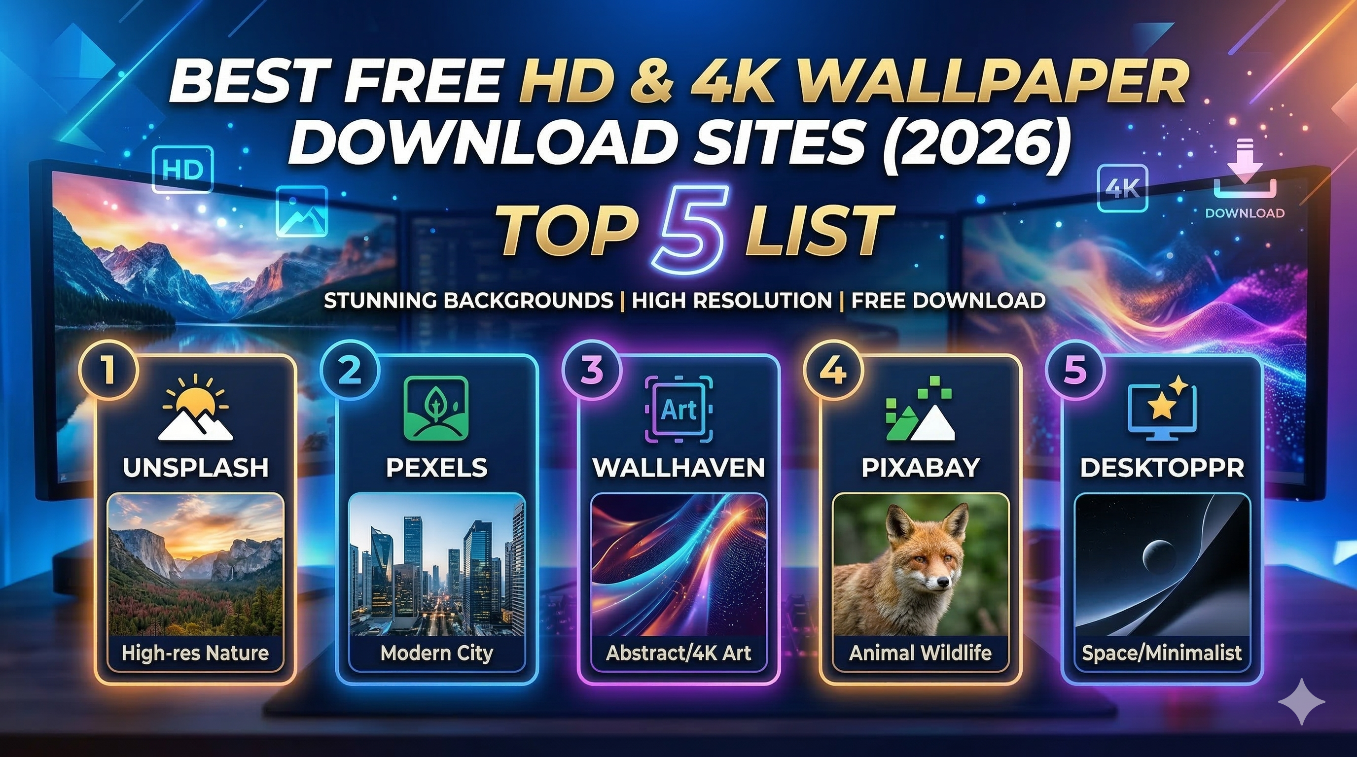 Free HD & 4K Wallpaper Download Sites (2026) – Best for Mobile & Desktop